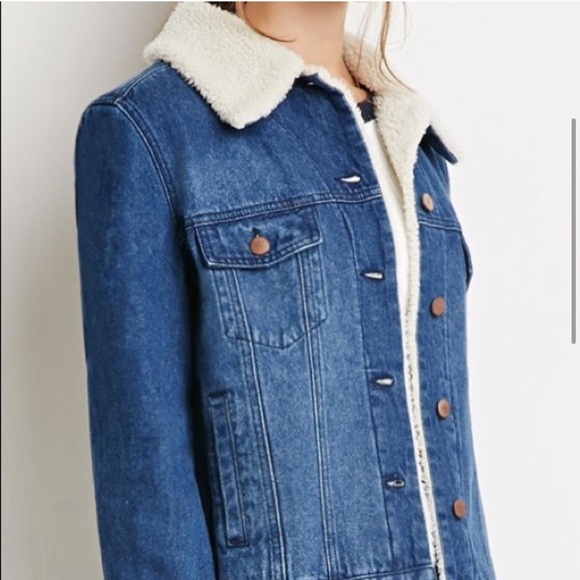 Forever 21 denim fur jacket - Picture 2 of 8